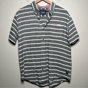 Roark Gray and White Striped Casual Button Down Shirt